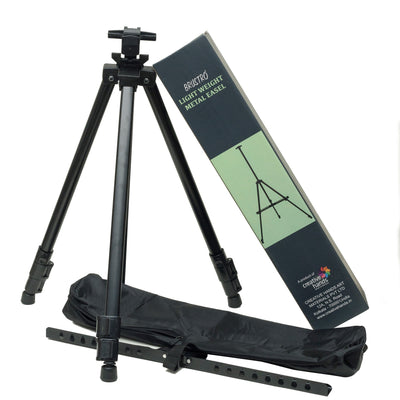 Brustro Artists Portable Lightweight Metal Display Easel with 4 Size Brustro 100% Cotton Canvas Boards. Free Weatherproof Carry Bag