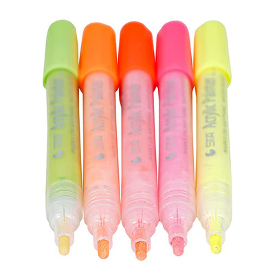 Brustro Acrylic (DIY) Marker Set of 5 (Fluorescent Shades) for Craftworks, School Projects, and Other Presentations