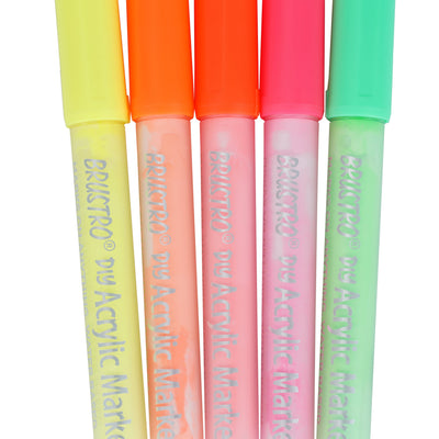 Brustro Acrylic (DIY) Marker Set of 5 (Fluorescent Shades) for Craftworks, School Projects, and Other Presentations
