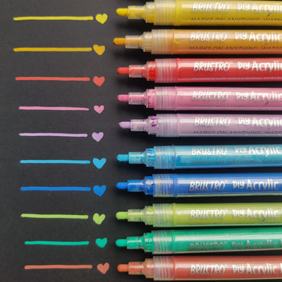 Brustro (DIY) Acrylic Marker Set of 12 Vibrant Colours