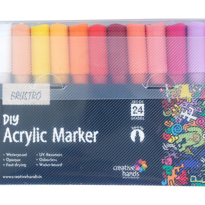 Brustro Acrylic (DIY) Marker Set of 24 (for Craftworks, School Projects, and Other Presentations)