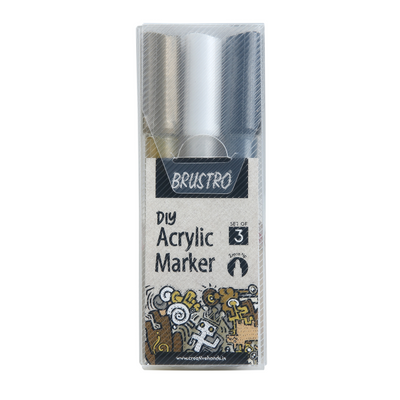 Brustro Acrylic (DIY) Marker Set of 3 - Black, White & Gold