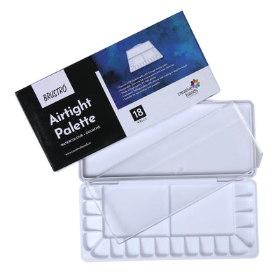 BRUSTRO Artists’ AIRTIGHT Palette 18 Wells with a Removable Clear Tray