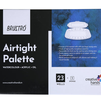 BRUSTRO Artists’ AIRTIGHT Peel-off Palette 23 Wells with Separable Lid made of Nanophase Ceramic (sponge included)