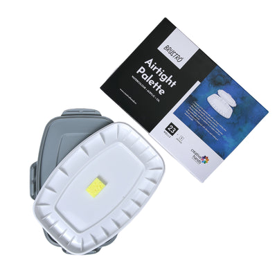 BRUSTRO Artists’ AIRTIGHT Peel-off Palette 23 Wells with Separable Lid made of Nanophase Ceramic (sponge included)