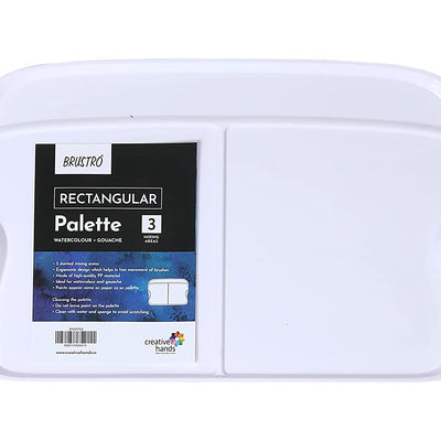 BRUSTRO Artists’ Rectangular Peel Off Painting Palette for Oil, Acrylic, Watercolour and Gouache with 3 mixing areas 34x20cm