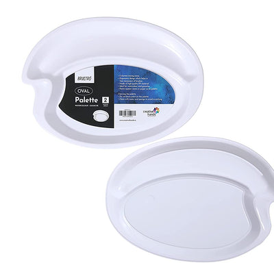 BRUSTRO Artists’ Oval Peel Off Painting Palette for Oil, Acrylic, Watercolour and Gouache with 2 Mixing Areas 24x19 cm