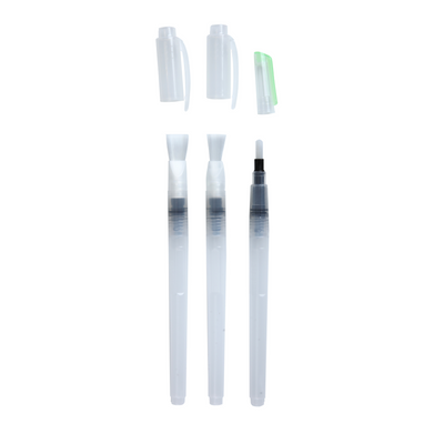 Brustro Aqua Squeeze Leak Proof Watercolour Brush Pen Flat, Small,Medium,Large (Assorted) - Pack of 3