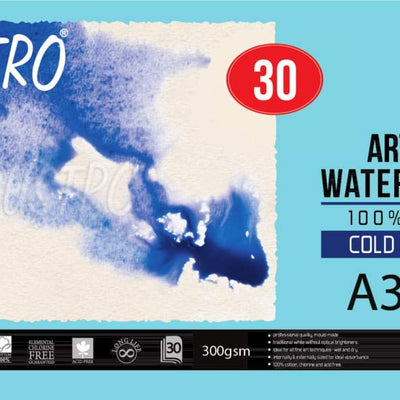 Brustro Artists' WC 100% Cotton CP 300gsm Jumbo - A3 (30 Sheets)