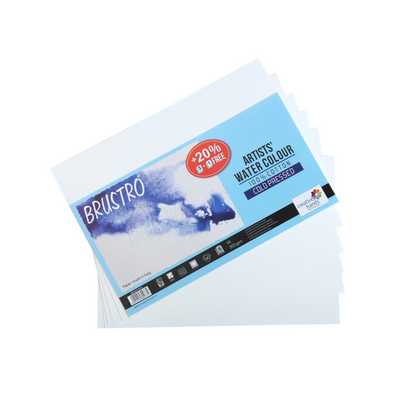 Brustro 100% Cotton Artist's Watercolour Paper 300 GSM A4 Cold Pressed (Pack of 5+1 Free sheet)