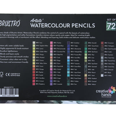BRUSTRO Artists Watercolour Pencil Set of 72 in Elegant tin Box