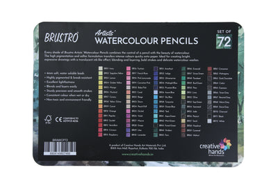 BRUSTRO Artists Watercolour Pencil Set of 72 in Elegant tin Box