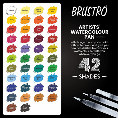 Brustro Artists ’ Watercolour Pan (Set of 42) with its Paper, 14 X 21 cm.