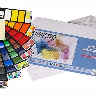 Brustro Artists ’ Watercolour Pan (Set of 42) with its Paper, 14 X 21 cm.