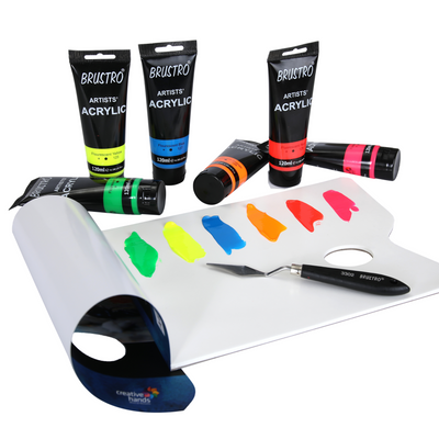 Brustro Artists' Acrylic 120ml, Pack of 6 Flourescent Shades