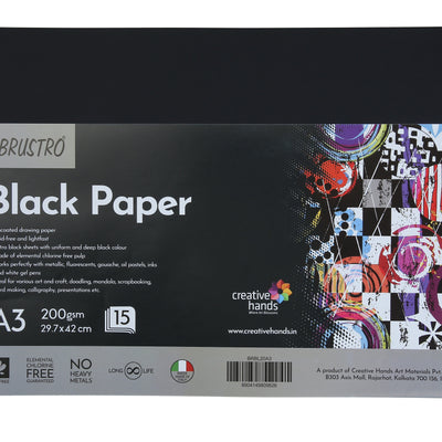 Brustro Black Paper - 200 GSM A3 (Pack of 15 Sheets)