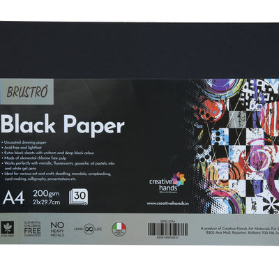 Brustro Black Paper - 200 GSM A4 (Pack of 30 Sheets)