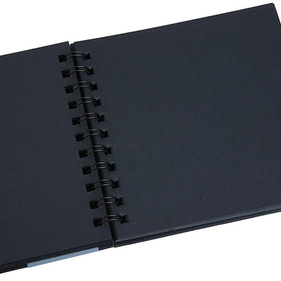Brustro Black Sketchbook, Wiro Bound, Size 6" x 6" Inches, 200GSM (40 Sheets) 80 Pages
