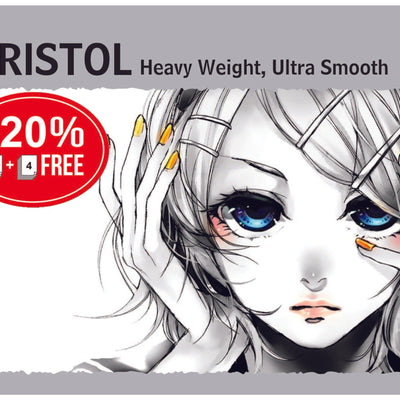 Brustro Ultra Smooth Bristol Sheets, A4 Size, 250 GSM Pack of 20 + 4 Free Sheets