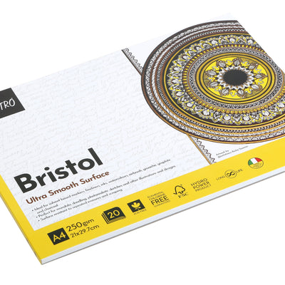 BRUSTRO Bristol Ultra Smooth Glued Pad 250 GSM A4-20 Sheets