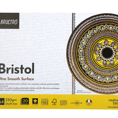 BRUSTRO Bristol Ultra Smooth Glued Pad 250 GSM A4-20 Sheets