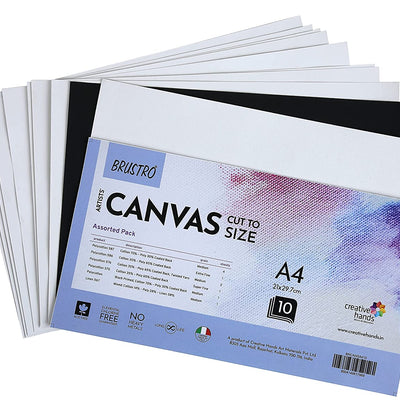 Brustro Artists Canvas Cloth Cut to Size Assorted A4 (Pack of 10)