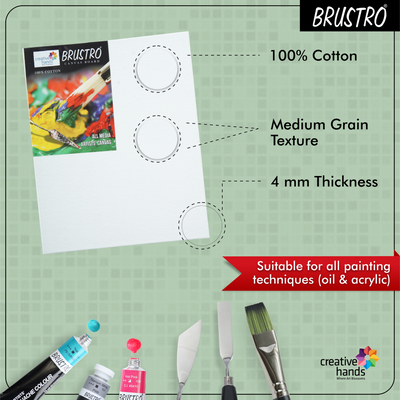 Brustro Canvas Board Medium Grain 4"X6" (Pack of 6)