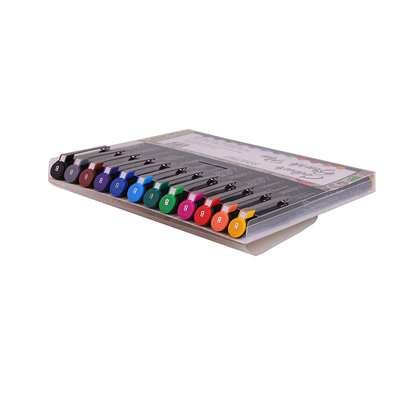 BRUSTRO Metallic Brush Pens - Soft Brush Tip Set of 10 Colors. with Colour Brush Pens Set of 12 (Pigment Based, Hard tip Brush Pen) Flexible tip for Calligraphy, Lettering and Drawing Techniques.