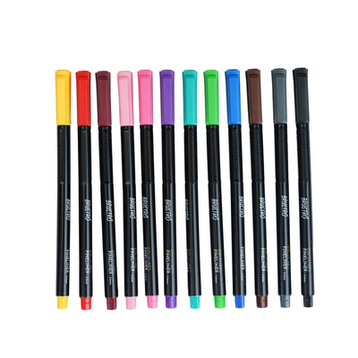 Brustro DIY Mandala Colouring Book 9"x9" 160 GSM 25 Perforated Sheets & Brustro Coloured Fineliner set of 12 (Assorted Colours), 0.4mm, for writing, drawing, doodles, mandala