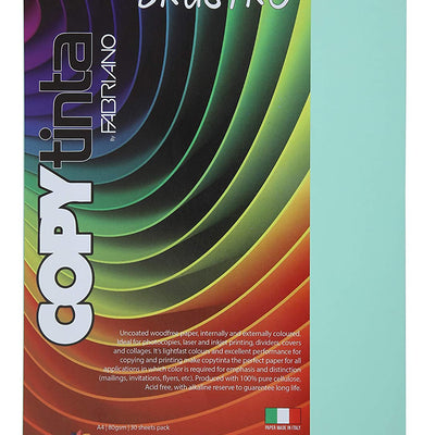 BRUSTRO Copytinta Coloured Craft Paper A4 Size 80 GSM Pastel Green Shade, 30 Sheets Pack. Double Side Coloured for Office Printing, Art, Origami, Craft. VERDE CHIARO