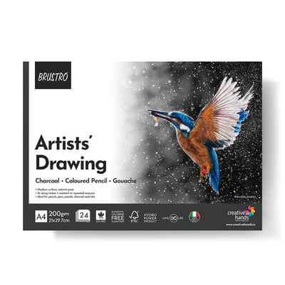 BRUSTRO Artists Colour Pencil Set of 72 (in Elegant tin Box) with Drawing Glued Pad