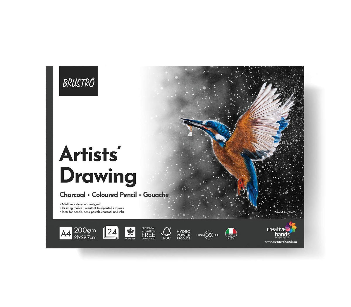 BRUSTRO Artists Colour Pencil Set of 72 (in Elegant tin Box) with Drawing Glued Pad