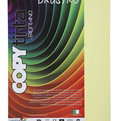 BRUSTRO Copytinta Coloured Craft Paper A4 Size 80 GSM Pastel Green Shade, 30 Sheets Pack. Double Side Coloured for Office Printing, Art, Origami, Craft. VERDE CHIARO