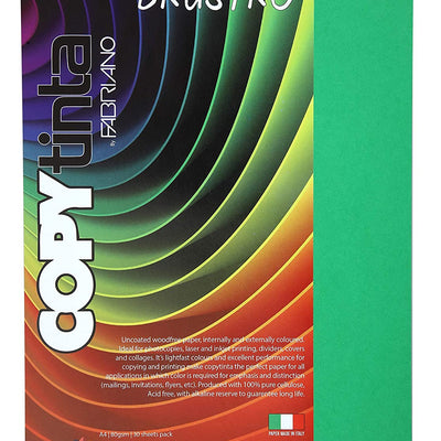 BRUSTRO Copytinta Coloured Craft Paper A4 Size 80 GSM Pastel Green Shade, 30 Sheets Pack. Double Side Coloured for Office Printing, Art, Origami, Craft. VERDE CHIARO