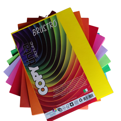 BRUSTRO Copytinta Multicoloured Craft Paper | DIY Art |A4 Size | 80 GSM | Pack of 40 Sheets (10 colors x 4 sheets) | Ideal for Students and Adults Origami ideas, Home, School, Office, Stationery Use