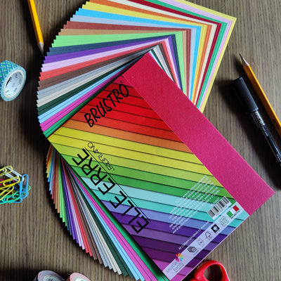 BRUSTRO Copytinta Coloured Craft Paper A4 Size 80 GSM Bright & Soft Colour 80 Sheets (10 cols Each of Bright and Soft X 4 Sheets). With Elle Erre card stock A5, 220 GSM,Pack of 24 Shades X 2 Sheets.