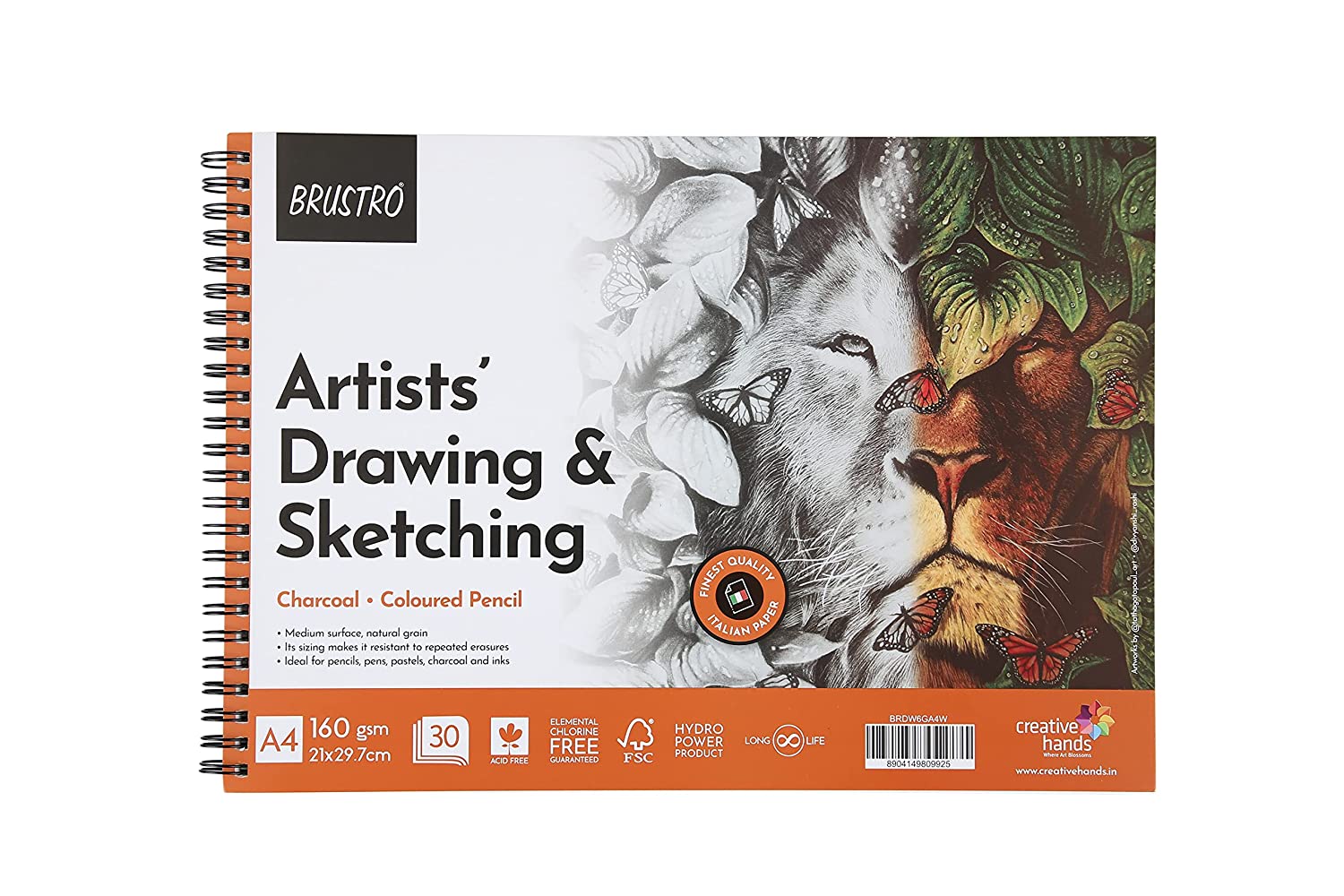 Brustro Artists’ Colour Pencil Set of 72 with Wiro Pad A4-160GSM & Slim Battery Operated Automatic Eraser