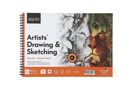 Brustro Artists’ Colour Pencil Set of 72 with Wiro Pad A4-160GSM & Slim Battery Operated Automatic Eraser