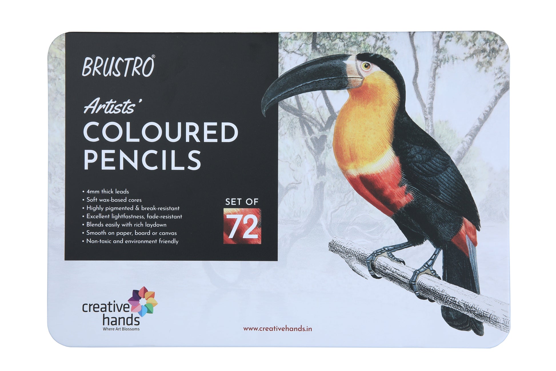 Brustro Artists’ Colour Pencil Set of 72 with Wiro Pad A4-160GSM & Slim Battery Operated Automatic Eraser