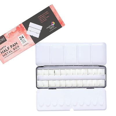 Brustro Empty Watercolour 24 Half Pan Metal Box (Pans Included)