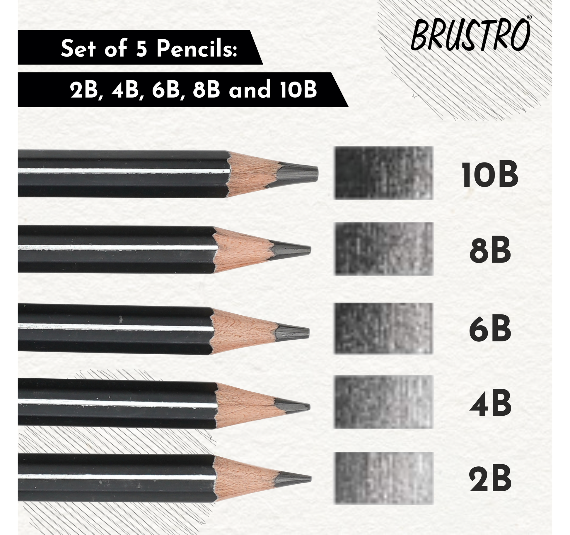BRUSTRO Artists ’ FINEART Graphite Pencil Set of 12 (10B-2H), with Wiro Bound A5 Size Artists Sketch Book, 120 Pages, 160 GSM