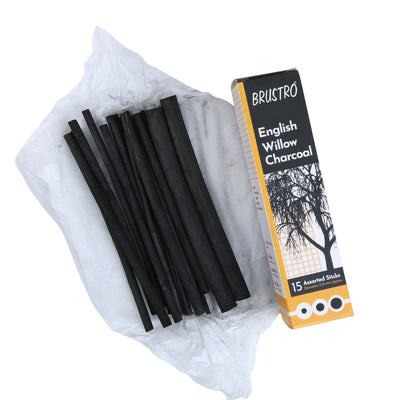 Brustro English Willow Charcoal Assorted (15 Sticks)