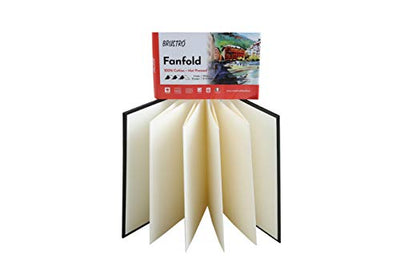 Brustro Artists Fanfold Watercolour Book 100% Cotton Mouldmade 300 GSM Hot Pressed 10.5x15cm.(9 Folds/18 Sides)