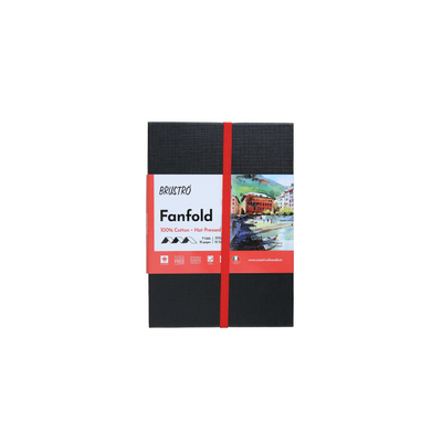 Brustro Artists Fanfold Watercolour Book 100% Cotton Mouldmade 300 GSM Hot Pressed 10.5x15cm.(9 Folds/18 Sides)