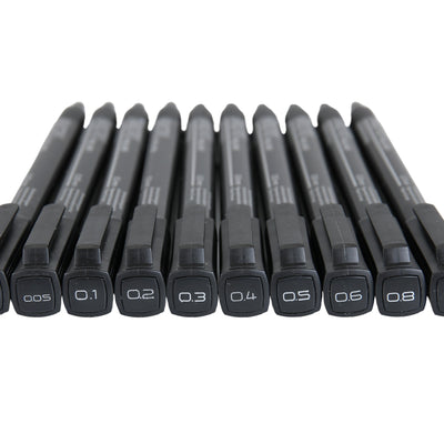 Brustro Professional Pigment Based Fineliner - Set of 10 (Black)