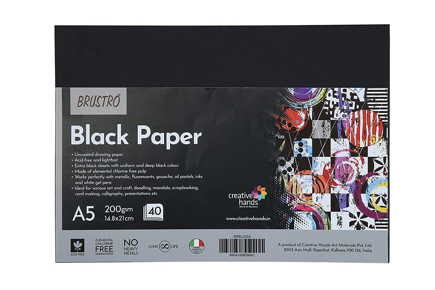 BRUSTRO BRGCCBLA5 Metallic Gouache Set Matte Finish 12ml
