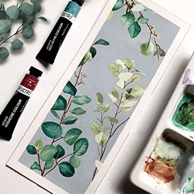 Brustro Artists Gouache Colour Set of 24 (12ML Tubes Each) + Synthetic Brush Set of 15