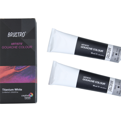 BRUSTRO Artist Gouache Titanium White 40ml (Pack of 2)