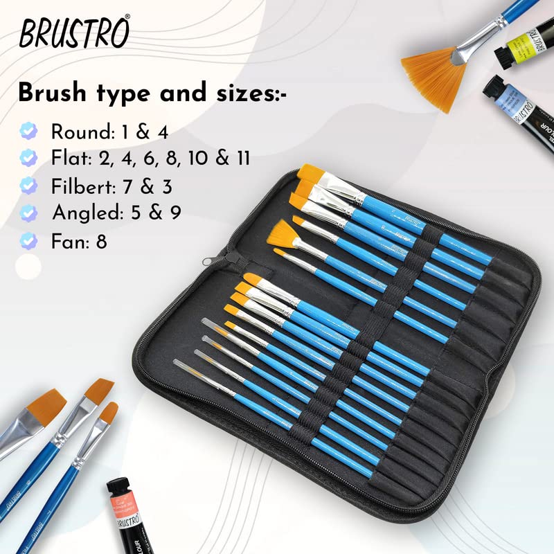 Brustro Artists Gouache Colour Set of 24 (12ML Tubes Each) + Synthetic Brush Set of 15 + Drawing Pad 200 GSM Wiro Bound.