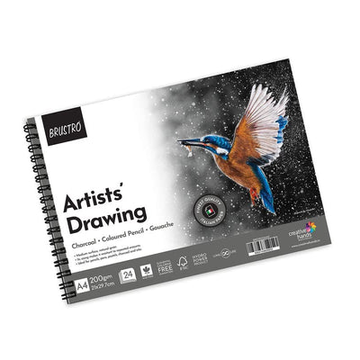 Brustro Artists Gouache Colour Set of 24 (12ML Tubes Each) + Synthetic Brush Set of 15 + Drawing Pad 200 GSM Wiro Bound.